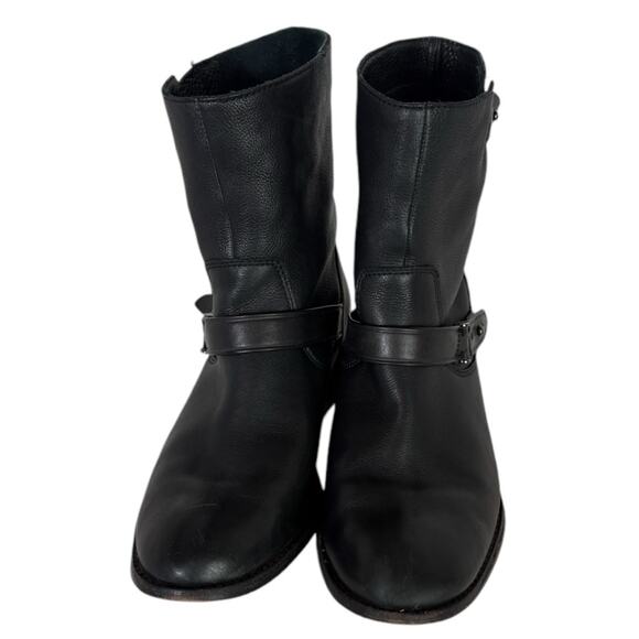 Coach Amy Soft Black Leather Flat Moto Boot Size 8.5 - Picture 3 of 9